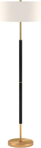 Vista 18 de Simone - Lámpara de mesa de 25 pulgadas de alto con 2 bombillas y pantalla de tela en negro/latón/blanco