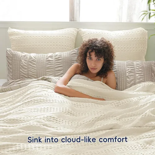 Vista 324 de PHF - Fundas de almohada 100% algodón con tejido gofre europeo, 26 x 26 pulgadas, 2 unidades para decoración elegante del hogar, para cama, sin