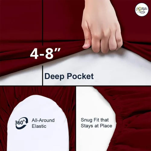 Vista 6 de Sábana bajera ajustable para cuna de 25 x 75 pulgadas, 100% algodón egipcio, 1 sábana inferior de tamaño cuna, perfecta para cama individual