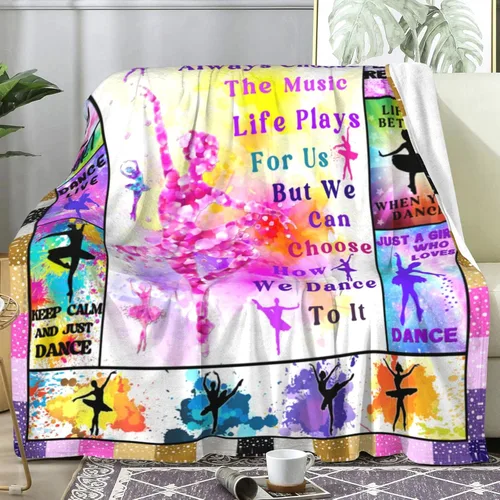 Vista 2 de Manta de baile suave y acogedora para cama, sofá, manta temática de baile, regalos de cumpleaños para adolescentes, niñas, profesores, mujeres, 50 x