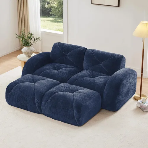 Vista 57 de Sofás seccionales negros para sala de estar, sofá deshuesado de tela de terciopelo en una caja, no requiere montaje, sofá modular de nube, sofá