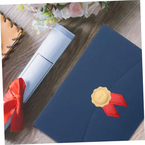 Vista 3 de STOBOK 2 carpetas de papel con cubierta de certificado de graduación, sobres negros, sobres A4, carpetas de diploma de papel de aluminio, cubierta