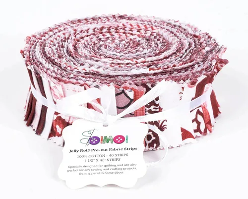 Vista 4 de Soimoi 40 tiras de telas precortadas con estampado de bloques, enrollables, rollos de gelatina de algodón de 1.5 x 42 pulgadas para acolchar