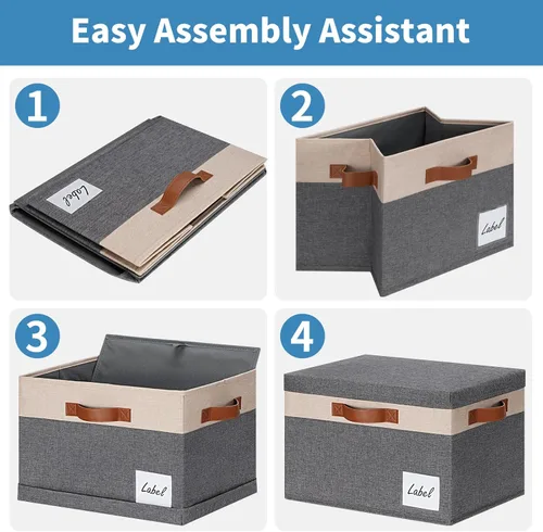 Vista 32 de GhvyenntteS Contenedores de almacenamiento extra grandes con tapas, cajas de almacenamiento plegables de tela con tapas y asas, cestas