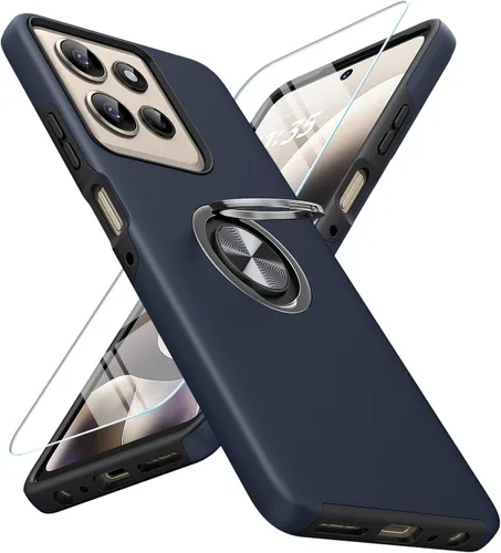 Vista 8 de JAME Funda para Moto G Stylus 2025, doble capa de protección de grado militar a prueba de golpes con soporte de anillo portátil atril, funda