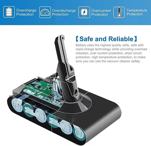 Vista 2 de Dyson V8 Battey 6000mAh 21.6V V8 Absolute V8 Fluffy V8 Animal V8 Extra V8 Colchón V8 Trigger V8 Motorhead V8 Coche+Barco 21700 Batería Recargable