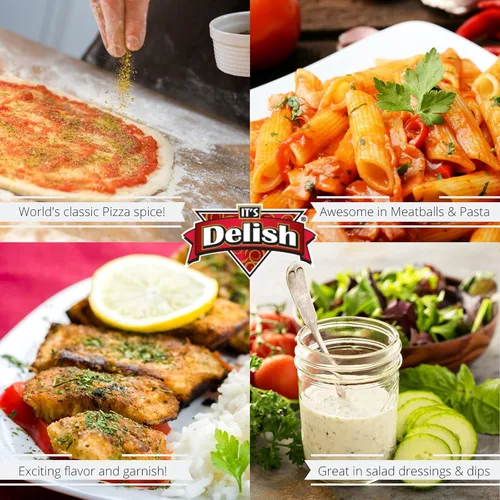 Vista 4 de Its Delish, bolsa de 8 onzas (media libra), condimento clásico de estilo italiano, espolvorea pizza, pasta, guisos, sopas, pescado y salsas, 100%