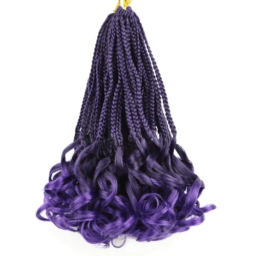 Vista 31 de Cabello de ganchillo con rizos franceses, trenzas de cabello de ganchillo con puntas rizadas, 14 pulgadas, preenlazadas, trenzas de caja tipo diosa