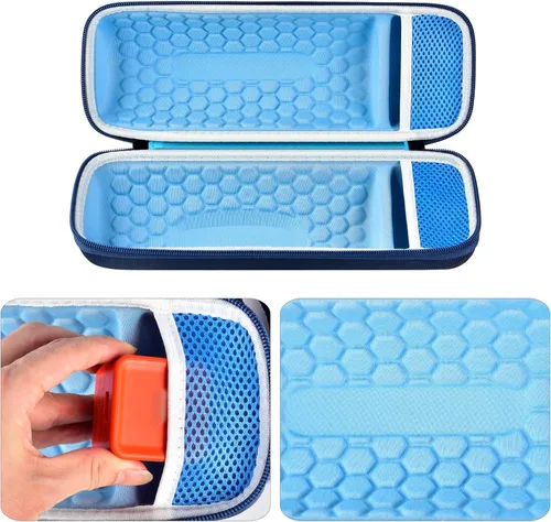 Vista 4 de Estuche de viaje duro para JBL Charge 4/Charge 5 Altavoz Bluetooth impermeable. Bolsa de almacenamiento para cargador y cable USB - azul+azul