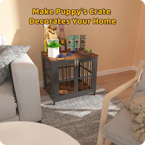 Vista 4 de Muebles de jaula para perros de servicio pesado, varios tamaños y colores opcionales, jaula indestructible para perros de alta ansiedad con mesa