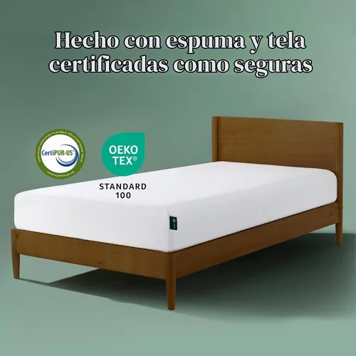 Vista 5 de Colchón de espuma Zinus 6 pulgadas con memoria infusión de té verde., Espuma, Blanco