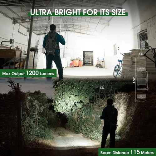 Vista 3 de PIOOCAN Linternas Recargables de 1200 Lúmenes, Linterna EDC de Bolsillo AA de Alto Lúmenes con Clip, Linternas Pequeñas Súper Brillantes, Linterna