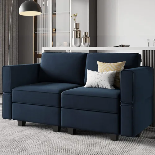 Vista 192 de Belffin Sofá modular Módulo medio con almacenamiento Accent Silla sin brazos para sofá modular seccional terciopelo negro