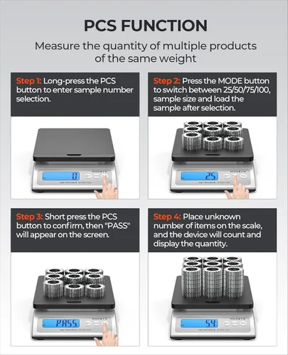 Vista 2 de MUNBYN - Báscula de envío, precisa báscula postal de 66lb/0.1oz con estilo rosa dulce, función de retención/desgarro/PCS, apagado automático