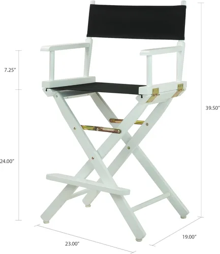 Vista 77 de Casual Home - Silla de director de 30 in, marco blanco, con lona color blanco, altura de barra