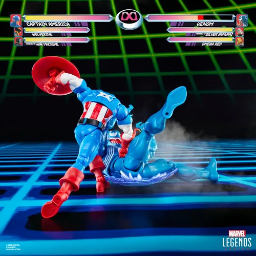Vista 9 de Marvel Legends Series Gamerverse Capitán América vs Venom, figuras de acción coleccionables inspiradas en videojuegos retro de 6 pulgadas
