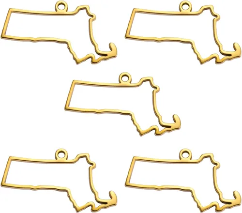 Vista 37 de kkjoy 5 piezas de dijes de mapas de continentes huecos de EE. UU. con colgante para hacer joyas y manualidades, accesorios de mini dijes de acero