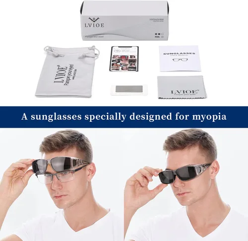 Vista 8 de LVIOE Gafas de sol envolventes con gafas de sol polarizadas para hombres y mujeres ajuste sobre gafas graduadas con protección UV