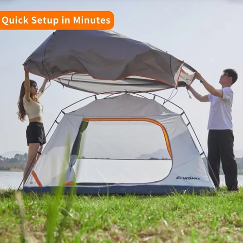 Vista 6 de EchoSmile 2/4 Person Camping Tent, Lightweight Dome Family Tent with Rainfly, Easy Setup, Waterproof & Windproof Outdoor Shelter for Group Hiking