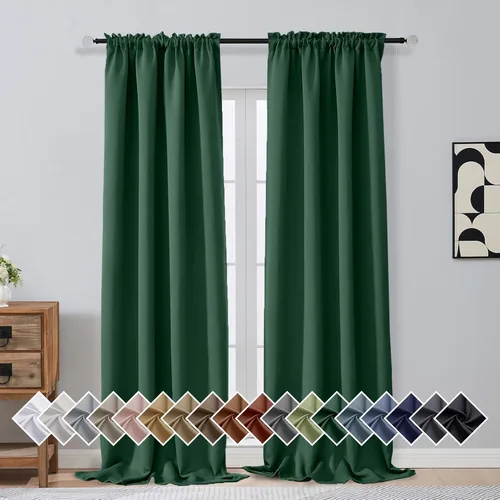 Vista 141 de OVZME Aqua Blackout Curtains for Small Window Treatment, Light Blocking Short Kitchen Window Curtains Over Sink, Dual Rod Pocket Half Window Tiers