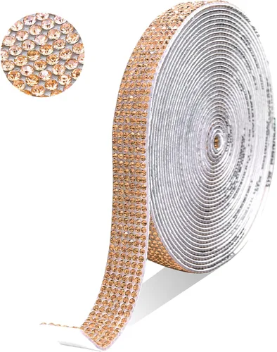 Vista 14 de Tiras autoadhesivas de diamantes de imitación de cristal verde, 6 filas de 6 yardas con diamantes de imitación de 0.079 pulgadas para manualidades