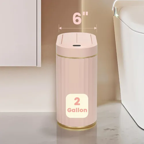 Vista 3 de ELPHECO - Cubo de basura de baño con tapa de mariposa, basurero con sensor de movimiento para baño, decoraciones de baño, cubo de basura automático