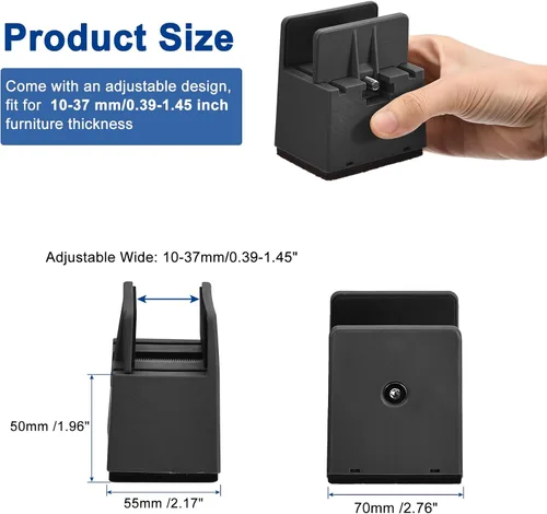 Vista 16 de uxcell Elevadores de cama de 2 pulgadas con abrazadera de tornillo ajustable, 4 elevadores de muebles para cama, escritorio, sofá, mesa, apto