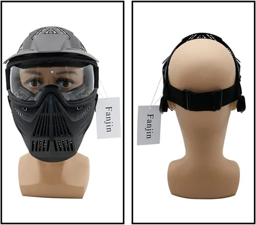 Vista 7 de Máscara de paintball, máscara de Airsoft, máscaras tácticas, equipo de cara completa con gafas resistentes a los impactos para caza
