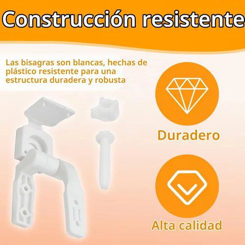 Vista 4 de Reemplazo de bisagra de asiento de inodoro de plástico blanco con pernos, tornillos y tuercas, accesorios universales para soporte de asiento