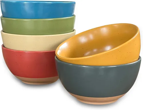 Mora - Cuencos de cerámica artesanales mate pequeños para postre - 16 onzas, juego de 6 - Apto para microondas, horno y lavavajillas, para arroz,