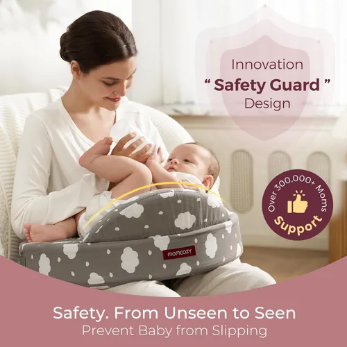 Vista 2 de Momcozy Almohada de Lactancia con Protección de Seguridad Innovadora - Espuma Viscolástica Firme y Elástica - Soporte Ergonómico y Confortable