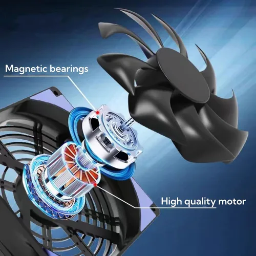 Vista 2 de Ventilador de refrigeración USB dual silencioso de 5 V de 4.724 in con cable de 47.244 in, refrigeración de flujo de aire de 38CFM para router