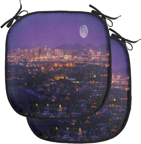 Vista 146 de Lunarable USA Chair Cushion Pad, American Cities Skylines Metropolis Architecture Sketch Style Hand Drawn Art Print, Seat Padding for Kitchen &