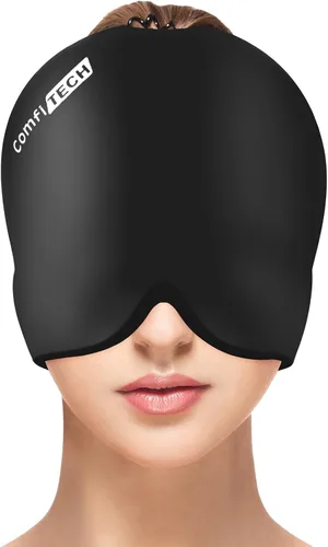 Vista 9 de ComfiTECH Paquete de Hielo para Cabeza, Envoltura de Sombrero de Gel de Enfriamiento, Grande, Negro