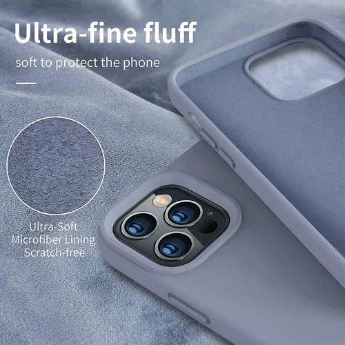 Vista 4 de Vooii Compatible con iPhone 13 Pro Max, funda protectora de cuerpo completo de silicona líquida con antiarañazos forro de microfibra suave