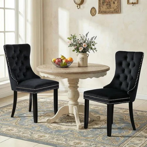 Vista 174 de SoarFlash Juego de 6 sillas de comedor de terciopelo, silla lateral de respaldo alto, silla lateral tapizada moderna de alta gama con capitoné