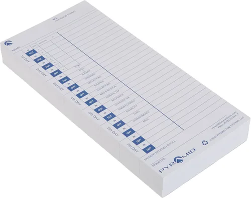 Vista 3 de Pyramid - Tarjetas de tiempo recicladas al 30% para modelos piramidales 3500 y 3700, 4 x 9 pulgadas, paquete de 100