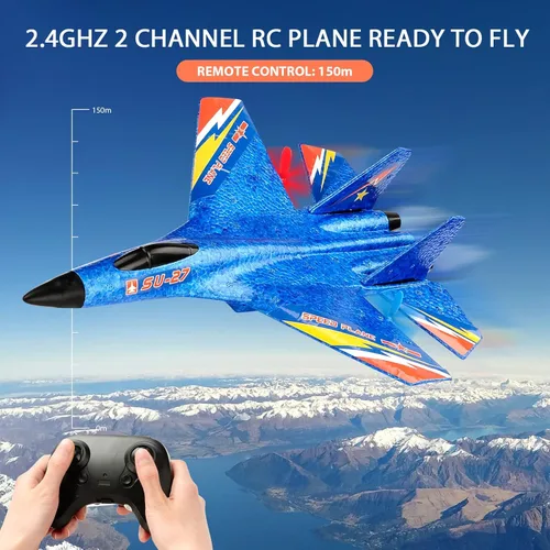 Vista 9 de SU27 RC Fighter Plane Principiante Avión RC 6-Axis Estabilizador Automático Control Remoto Aeronave Planeador Listo para Volar Resistente a Choques