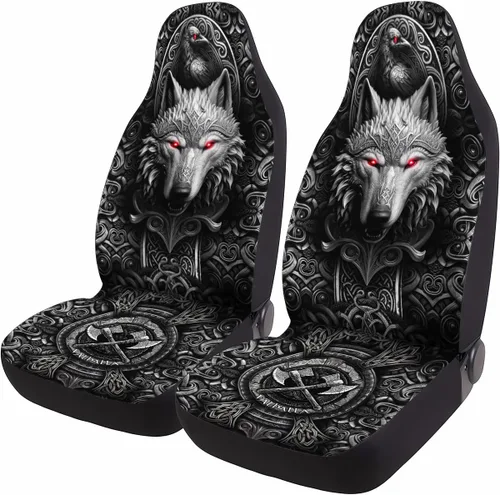 Vista 73 de GENANY Horror Nightmare Skellington - 2 fundas de asiento delantero para automóvil, camión, SUV, regalos de Navidad, funda de asiento de cubo