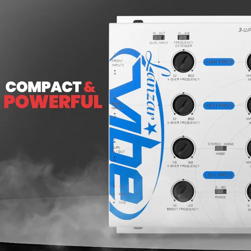 Vista 5 de LANZAR Vibe - Red cruzada de audio electrónico de 3 vías mejorada con canal de paso alto y paso bajo, pendiente de octava de 12 dB, control remoto