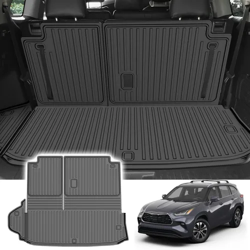 Vista 9 de TTX LIGHTING Alfombrillas para piso Compatibles con Toyota Highlander 2014-2019 Forro para maletero y respaldo Alfombrilla de protección para todo