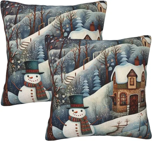 Vista 38 de Fundas de Almohada Flor de Pascua Dorada Copo de Nieve Navidad Xmas Juego de 2 Fundas de Almohadas Cuadradas Funda de Cojín Fundas de Almohadas
