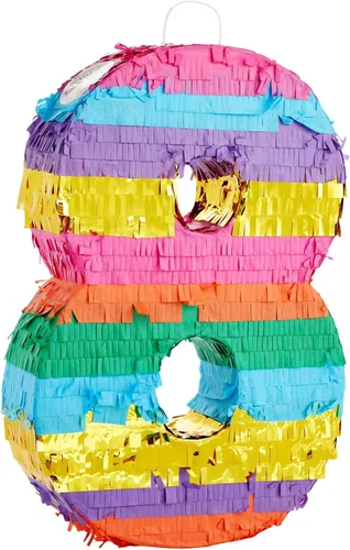 Vista 13 de BLUE PANDA Piñata número 3, vibrante piñata arcoíris para decoración de fiesta de tercer cumpleaños, diseño fácil de rellenar para decoración