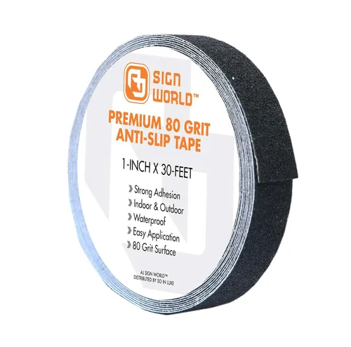 Mejor cinta antideslizante de agarre, 1 pulgada x 30 pies, color negro, 80 granos, grado industrial, para interior y exterior (rollo de 1 pulgada x