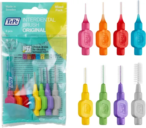 Vista 8 de Cepillo interdental original de TePe, cepillo dental suave para limpieza de dientes, paquete de 6 unidades, 0,8 mm, espacios grandes, verde, tamaño 5
