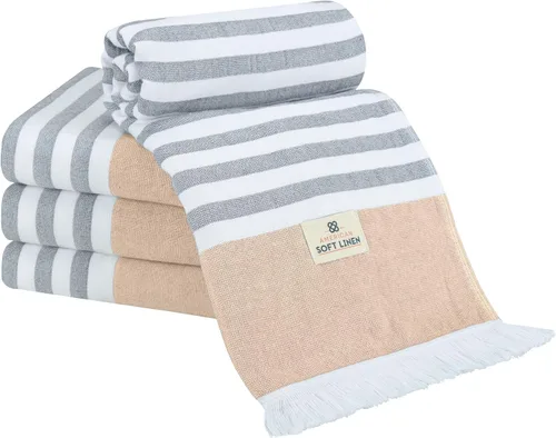 Vista 16 de American Soft Linen Peshtemal - Toallas de playa 100 % algodón, ligeras, sin arena, de secado rápido, para piscina de playa, juego de peshtemal
