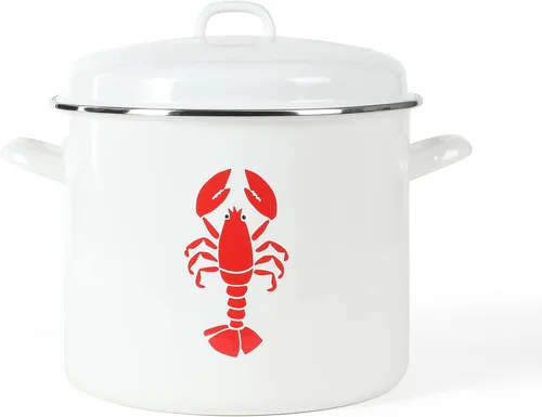 Vista 7 de Martha Stewart Thayer Olla de Caldo de 12 Cuartos de Galón Esmaltada sobre Acero Resistente a Rayones con Tapa – Azul Martha – Olla Duradera de Gran
