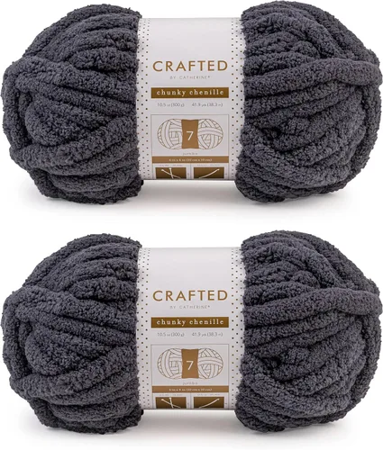 Vista 40 de Crafted By Catherine Hilo de Chenille Grueso - Paquete de 2 (8 oz / 227 g, 31.7 Yardas Cada Madeja), Beige, Calibre 7 Jumbo