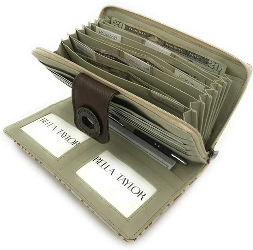 Vista 2 de Bella Taylor - Billetera de microfibra con sistema de organización del dinero en efectivo