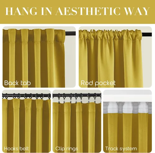 Vista 203 de SHINELAND Cortinas opacas de arándano borgoña de 102 pulgadas de largo, juego de 2 paneles para puerta corrediza de cristal, sala de estar, cortinas